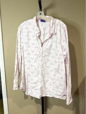 Le Tigre XL Women's Casual Long Sleeve Button-Up Shirt with Pink Pattern